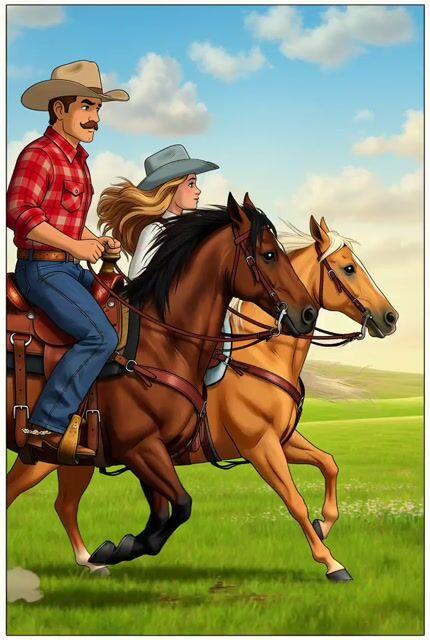 Anteprima del prompt: Cowboy e pascolo in stile fumetto