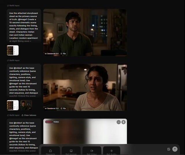 プロンプトのプレビュー: シネマティック・ストーリーボード動画拡張
