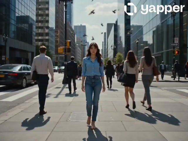 プロンプトのプレビュー: 都会の歩道で時間を止めるシークエンス