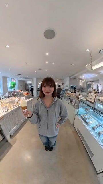 提示词预览: 甜品店里的 360 度全景自拍