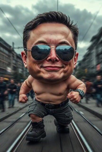 İstem önizlemesi: Dev bebek Elon Musk Avrupa'nın şehir merkezinde dans ediyor
