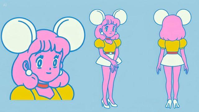 プロンプトのプレビュー: アニメキャラクターのバラエティ番組風ウォータースライダー