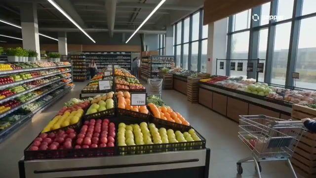 プロンプトのプレビュー: シネマティックな食料品店での一コマ