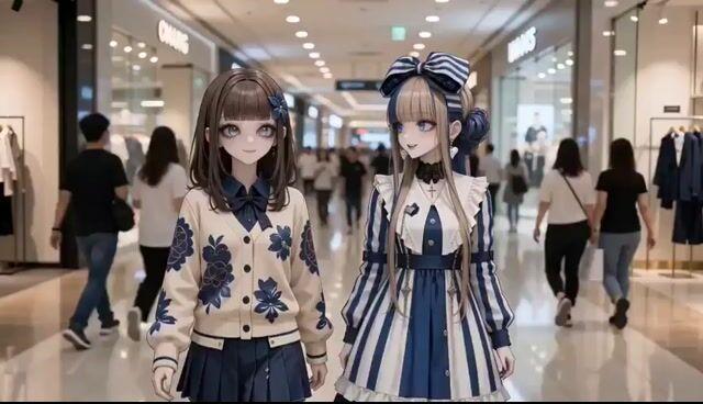 プロンプトのプレビュー: フォトリアルなショッピングモールに溶け込むアニメキャラクター