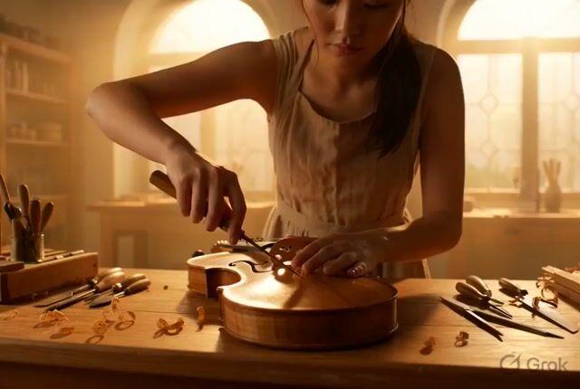 ตัวอย่างพรีวิวพรอมต์: พรอมต์วิดีโอภาพเหมือนช่างทำไวโอลินที่สมจริง