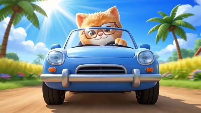 プロンプトのプレビュー: クールな猫のカートゥーン・アクション・シークエンス