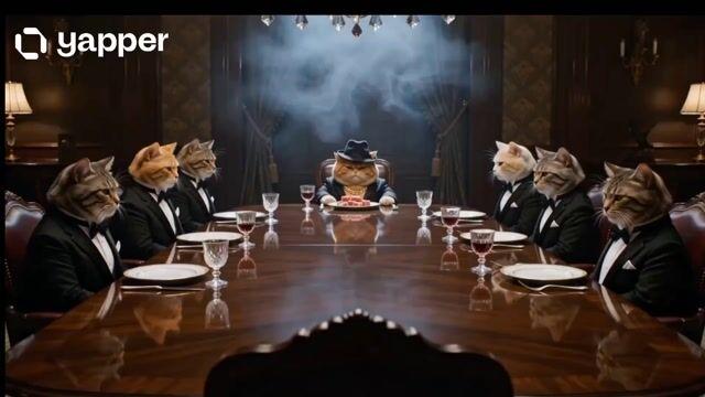 プロンプトのプレビュー: マフィア猫の会議