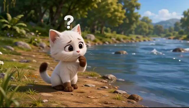 プロンプトのプレビュー: ゾウと子猫の川の救出劇