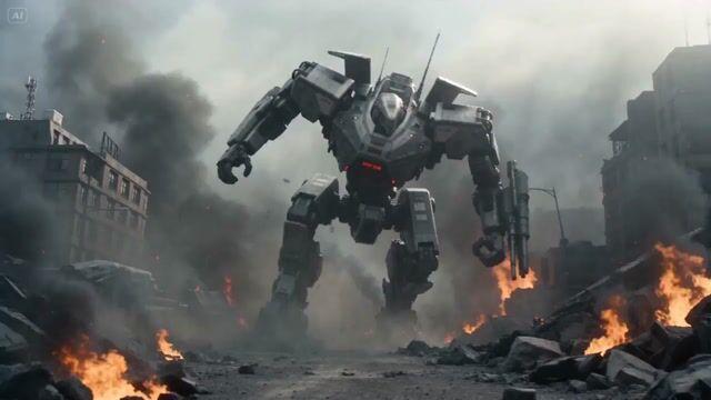 プロンプトのプレビュー: 巨大ロボットの崩壊とパイロットの脱出