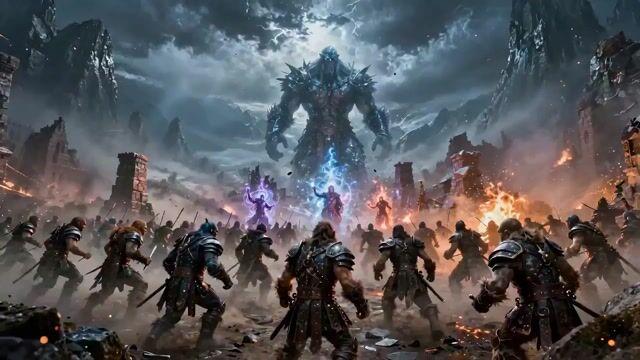 プロンプトのプレビュー: 壮大なファンタジー戦闘シーンのプロンプト