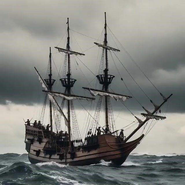 Anteprima del prompt: Scena di tempesta su una nave pirata