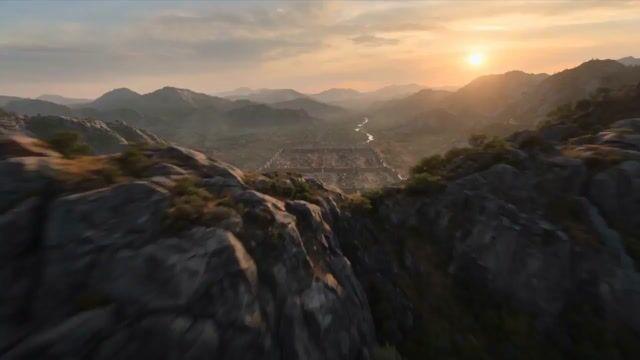 プロンプトのプレビュー: 古代インドを駆け抜ける FPV ドローン映像