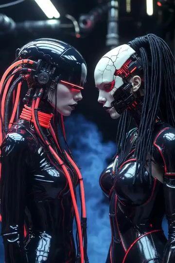 Vista previa del prompt: Video de transformación mecánica de androides cyberpunk
