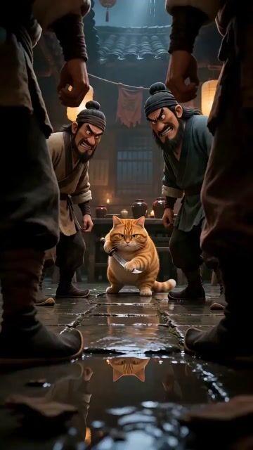 プロンプトのプレビュー: 映画のような猫のアクションコメディのプロンプト