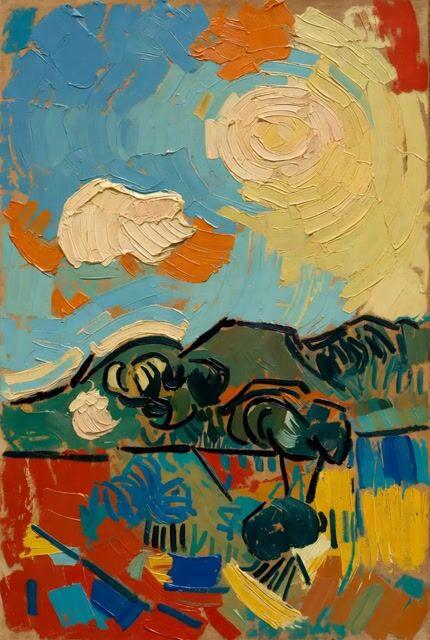 Anteprima del prompt: Picasso che imita Van Gogh