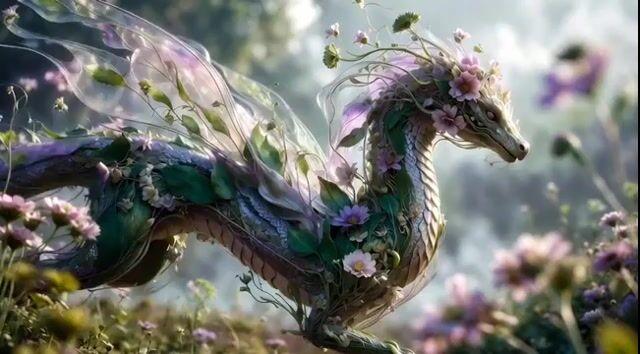 Prompt-Vorschau: Drache, gewachsen aus ineinander verschlungenen Pflanzen
