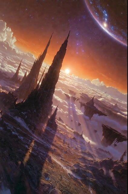 Pratinjau prompt: Floating rock spire landscape