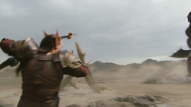プロンプトのプレビュー: エルフの弓兵 vs. そびえ立つ巨漢の戦闘シーンプロンプト