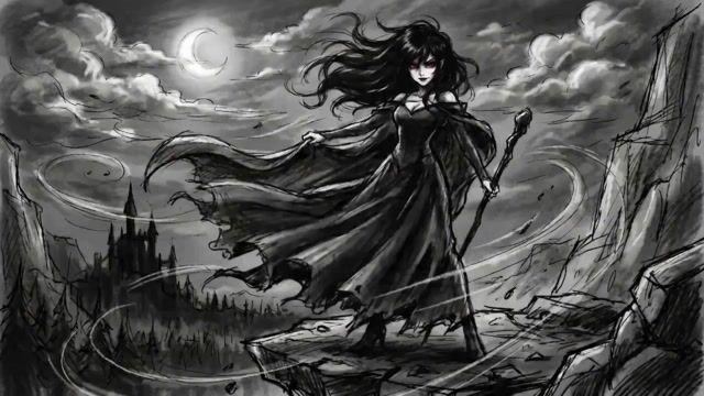 プロンプトのプレビュー: アニメ 魔女 コウモリの羽付き変身