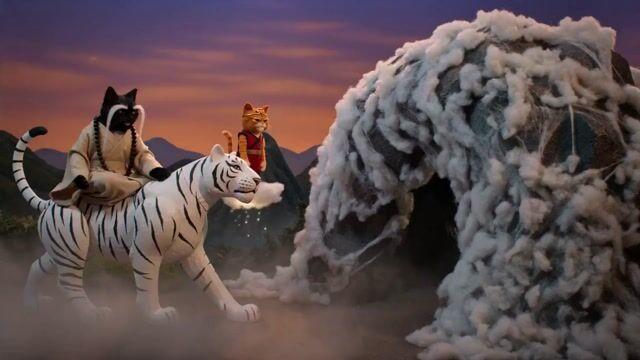 プロンプトのプレビュー: 猫たちが繰り広げる映画風武侠コメディ