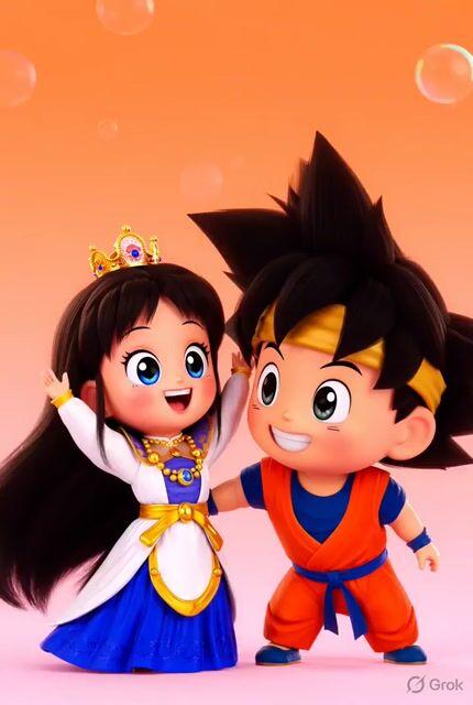 Prompt-Vorschau: Grok Imagine Prompt für Chibi Goku und Chi-Chi Animation
