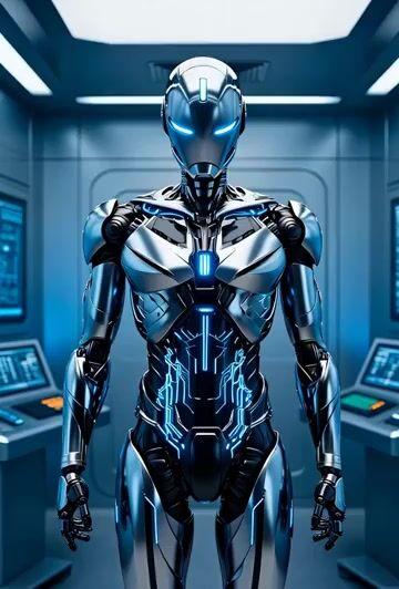 Promptvoorbeeld: Cinematic sci-fi robot dissolution