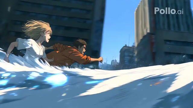 プロンプトのプレビュー: シネマティックな水しぶきと追従カメラ