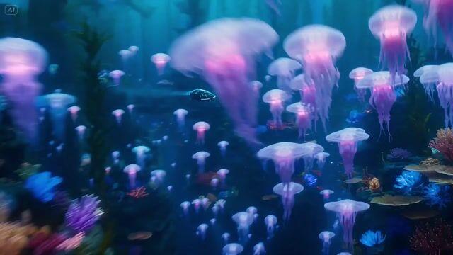 プロンプトのプレビュー: 光り輝く珊瑚の都を巡る深海探検家