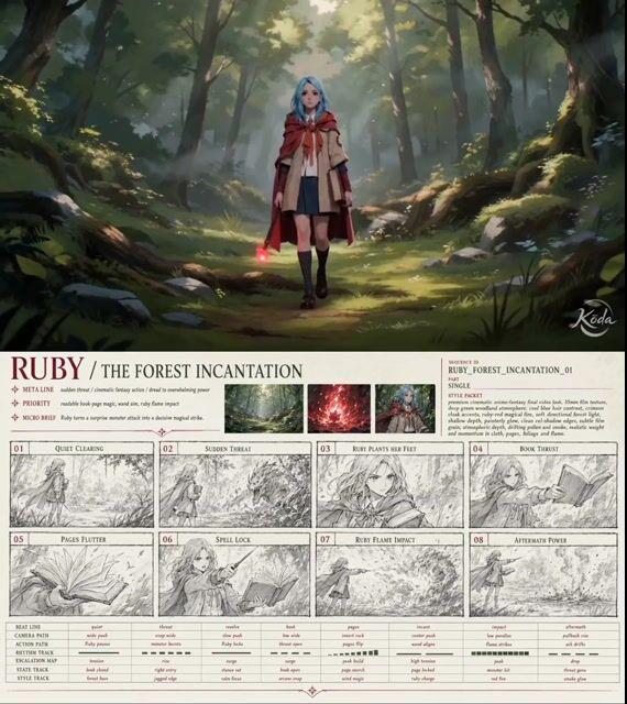 プロンプトのプレビュー: オーソリテーティブ・ショット・ブループリント・アニメーション