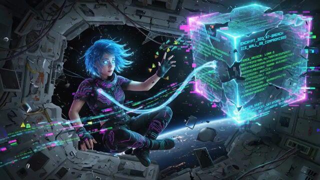 Pré-visualização do prompt: Prompt para geração de vídeo cinematográfico: Hacker cibernético (netrunner)