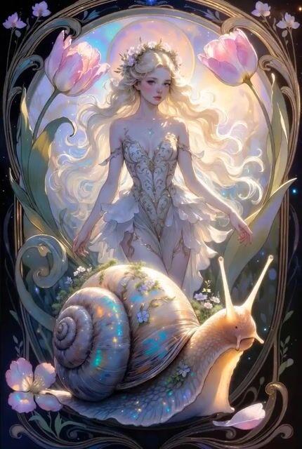 Pratinjau prompt: Tulip Empress & Snail Guardian Video Prompt