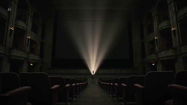 プロンプトのプレビュー: シュールな廃映画館