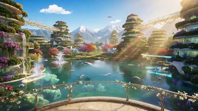 プロンプトのプレビュー: 未来的な空中庭園のユートピア