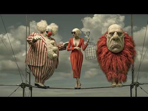 Surreal AI Circus - Man On The Trapeze